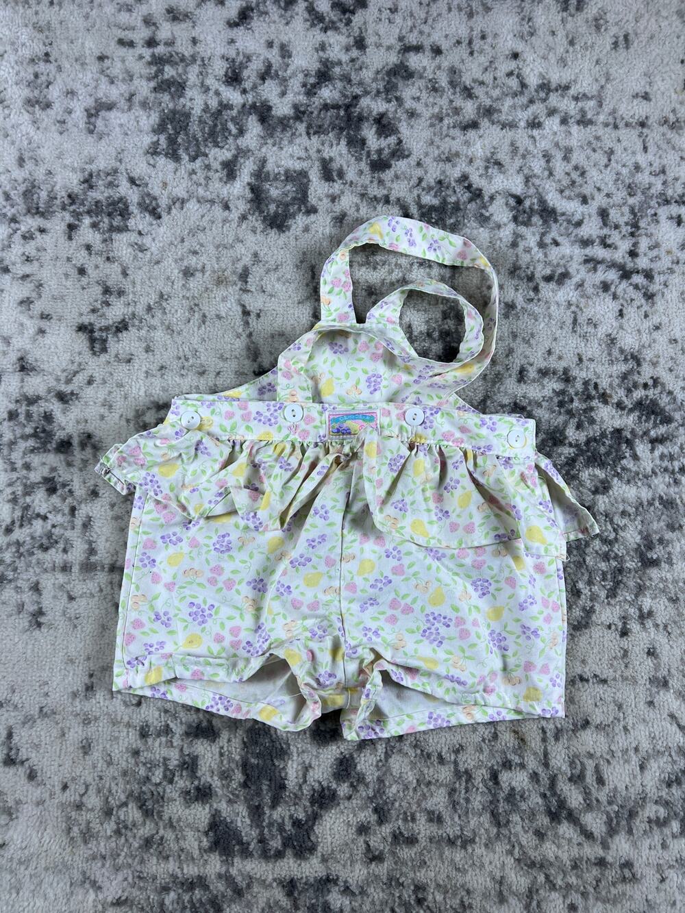 80's Vintage Floral Oshkosh B'gosh Shortalls 100% cotton Size 2T Fruit